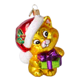 Load image into Gallery viewer, Golden Festive Kitten Premium christmas glass ornament 2020-023