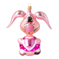 Załaduj obraz do przeglądarki galerii, Pink Rabbit. Handmade Glass Christmas ornament. 2020-043