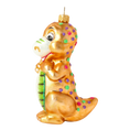 Load image into Gallery viewer, Gilded Speckled Dinosaur Premium christmas glass ornament 2020-084
