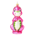 Load image into Gallery viewer, Fuchsia Petite Dinosaur Premium christmas glass ornament 2020-086