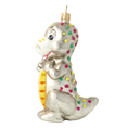 Load image into Gallery viewer, Silver Confetti Dinosaur Premium christmas glass ornament 2020-087