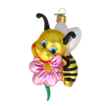 Załaduj obraz do przeglądarki galerii, Pszczółka z różową stokrotką Szklana Ozdoba Pszczoła