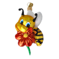 Load image into Gallery viewer, Golden Bee with Ruby Blossom Premium christmas glass ornament 2020-113