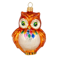 Load image into Gallery viewer, Amber Jeweled Owl Premium christmas glass ornament 2020-165