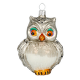 Load image into Gallery viewer, Pearlescent Silver Owl Premium christmas glass ornament 2020-167