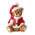 Load image into Gallery viewer, Crimson Santa Teddy Premium christmas glass ornament 2020-177