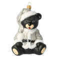 Load image into Gallery viewer, Silver Onyx Santa Teddy Premium christmas glass ornament 2020-186