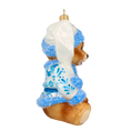 Load image into Gallery viewer, Teddy bear with a folk motif. Handmade Glass Christmas ornament. 2020-194