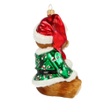 Załaduj obraz do przeglądarki galerii, Teddy bear in a green cub. Handmade Glass Christmas ornament. 2020-197