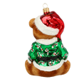 Załaduj obraz do przeglądarki galerii, Teddy bear in a green cub. Handmade Glass Christmas ornament. 2020-197