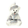 Load image into Gallery viewer, Glistening White Santa Teddy Premium christmas glass ornament 2020-201