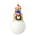 Load image into Gallery viewer, Arctic Friends on Snowball Premium christmas glass ornament 2020-217