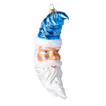 Load image into Gallery viewer, Starlit Azure Crescent Santa Premium christmas glass ornament 2020-362