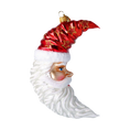 Load image into Gallery viewer, Santa Claus Moon on a Star Banner. Handcrafted Glass Christmas Ornament.