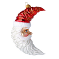 Załaduj obraz do przeglądarki galerii, Santa Claus Moon on a Star Banner. Handcrafted Glass Christmas Ornament. 2020-363