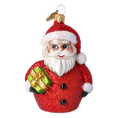 Załaduj obraz do przeglądarki galerii, Mikołaj z prezentem Szklana Ozdoba Mikołajek