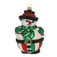 Załaduj obraz do przeglądarki galerii, Emerald Scarf Snowman Premium christmas glass ornament 2020-392