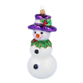 Załaduj obraz do przeglądarki galerii, The Snowman in the Purple Hat. Handmade Glass Christmas ornament. 2020-395