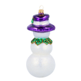 Załaduj obraz do przeglądarki galerii, The Snowman in the Purple Hat. Handmade Glass Christmas ornament. 2020-395