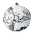 Załaduj obraz do przeglądarki galerii, Srebrna zima Mikołaj Z Reniferami Szklana Ozdoba