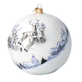 Załaduj obraz do przeglądarki galerii, Srebrna zima Mikołaj Z Reniferami Szklana Ozdoba