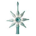 Załaduj obraz do przeglądarki galerii, White and Turquoise Christmas Tree Star. Handmade Glass Christmas ornament. 2020-651
