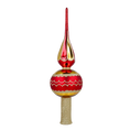 Załaduj obraz do przeglądarki galerii, Czerwono-Złoty Szpic Szklana Ozdoba Czubek na choinkę