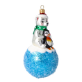 Załaduj obraz do przeglądarki galerii, Miś Na Kuli z Pingwinkiem Szklana Ozdoba Kraina Lodu
