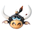 Load image into Gallery viewer, Happy Bull. Handmade Glass Christmas ornament. 2021-007