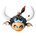 Load image into Gallery viewer, Happy Bull. Handmade Glass Christmas ornament. 2021-007
