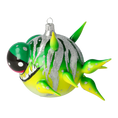 Załaduj obraz do przeglądarki galerii, Green spiny fish. Handmade Glass Christmas ornament. 2021-039