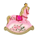 Load image into Gallery viewer, Pink Floral Rocking Horse Tree Handmade Glass Christmas ornament 2021-058