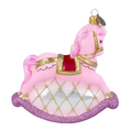 Load image into Gallery viewer, Pink Carousel Rocking Horse Tree Handmade Glass Christmas ornament 2021-059