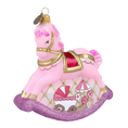 Load image into Gallery viewer, Pink Carousel Rocking Horse Tree Handmade Glass Christmas ornament 2021-059