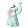 Załaduj obraz do przeglądarki galerii, Niebieski Słoń w kwiaty Słonik Pierwsze Święta Dziecka Szklana Ozdoba