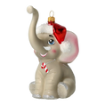 Załaduj obraz do przeglądarki galerii, Słoń Mikołaj z laską cukrową Szklana Ozdoba Słonik