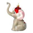 Załaduj obraz do przeglądarki galerii, Słoń Mikołaj z laską cukrową Szklana Ozdoba Słonik
