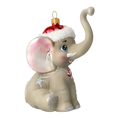 Załaduj obraz do przeglądarki galerii, Słoń Mikołaj z laską cukrową Szklana Ozdoba Słonik
