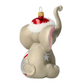 Załaduj obraz do przeglądarki galerii, Słoń Mikołaj z laską cukrową Szklana Ozdoba Słonik