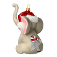 Załaduj obraz do przeglądarki galerii, Słoń Mikołaj z laską cukrową Szklana Ozdoba Słonik
