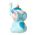 Załaduj obraz do przeglądarki galerii, Słoń w niebieskiej czapce Mikołaja Szklana Ozdoba Pierwsze Święta