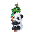 Load image into Gallery viewer, Christmas Ornament Panda with Bamboo. Handmade Glass Christmas ornament.