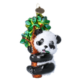 Load image into Gallery viewer, Christmas Ornament Panda with Bamboo. Handmade Glass Christmas ornament. 2022-024
