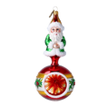 Load image into Gallery viewer, Glass Holly Flower Santa Claus on a reflector ball Handmade Glass Christmas ornament 2022-078