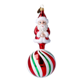 Załaduj obraz do przeglądarki galerii, Peppermint Swirl Santa Ornament Handmade Glass Christmas ornament 2022-080