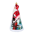 Load image into Gallery viewer, Santa with Cardinal and Village Handmade Glass Christmas ornament