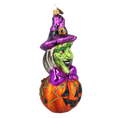 Load image into Gallery viewer, Witch on a Pumpkin. Handmade Glass Christmas ornament. 2022-115