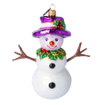 Load image into Gallery viewer, Violet Amethyst Snowman Premium christmas glass ornament 2022-499