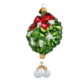 Load image into Gallery viewer, Emerald Mistletoe with Ruby Bow Premium christmas glass ornament 2022-602