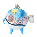 Load image into Gallery viewer, Bluebell Piggy Handmade Glass Christmas ornament Pig 2022-618
